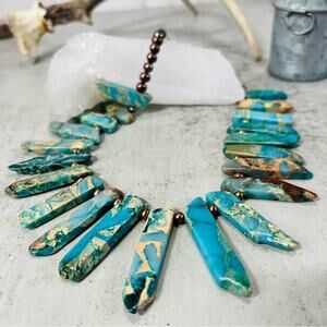 Paige Wallace Sterling Pearl Seabed Jasper Cleopatra Statement Necklace